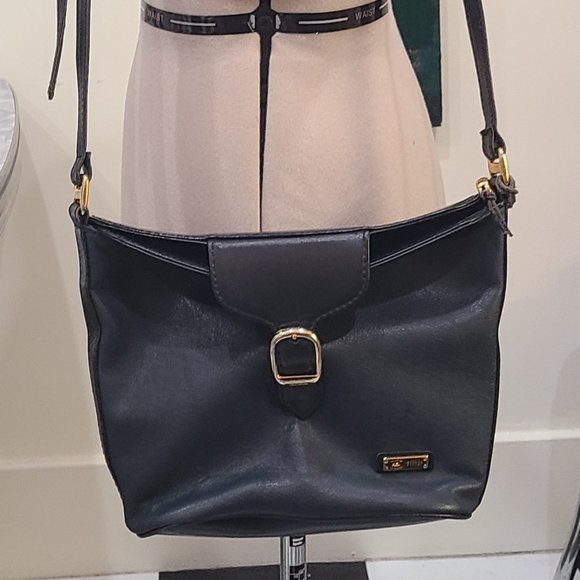 Vintage HCL Made in Germany Leather Crossbody Purse with 24k gold details - Picture 1 of 8